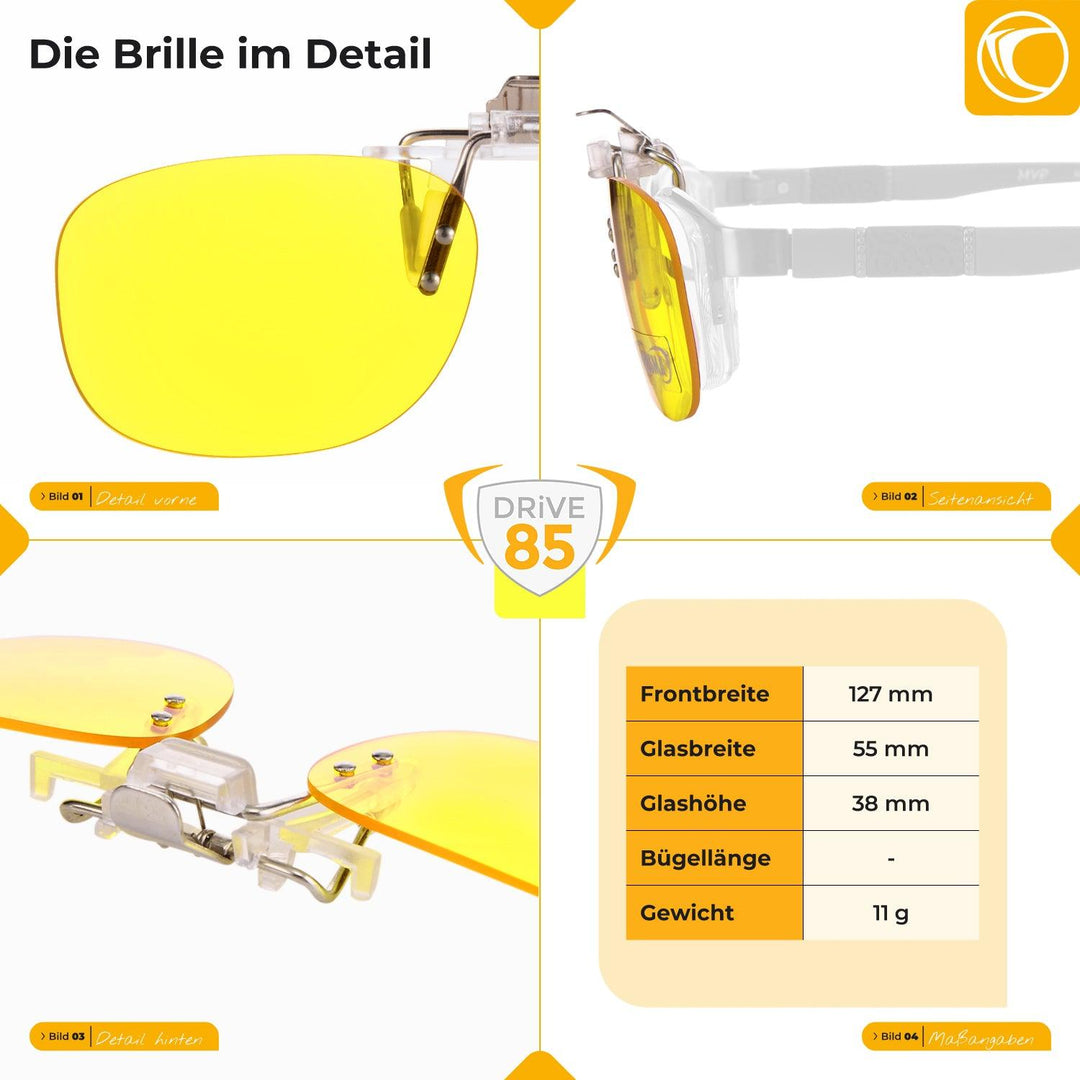 Prisma CLiP-ON DRiVE85 Autofahrer-Brillenaufsatz Day&Night - WeCare+