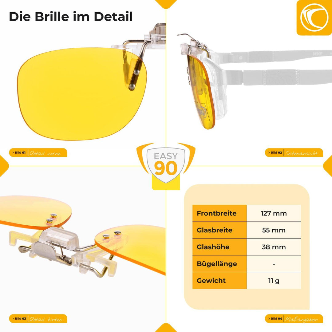 Prisma CLiP-ON EASY90 Blaulichtfilter-Brillenaufsatz - WeCare+