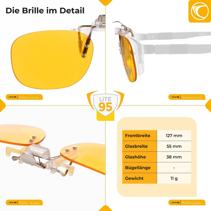 Prisma CLiP-ON LITE95 Blaulichtfilter-Brillenaufsatz - WeCare+